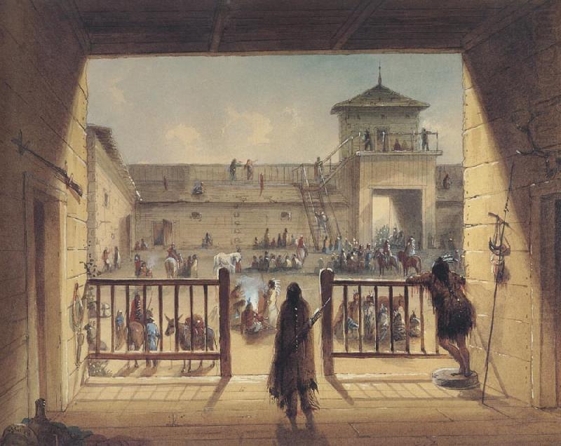 Interior of Fort Laramie, Miller, Alfred Jacob